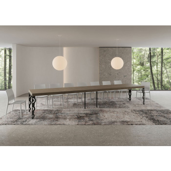 Karamay Premium table with anthracite legs D.90 - Extendable table 180/440x90 cm Karamay Premium white ash with anthracite legs