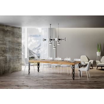 Karamay Premium table with anthracite legs D.90 - Extendable table 180/440x90 cm Karamay Premium white ash with anthracite legs