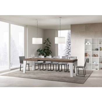 Naxy Mix Table - Extendable table 90x160/264 cm Naxy Mix White Ash top - Walnut legs