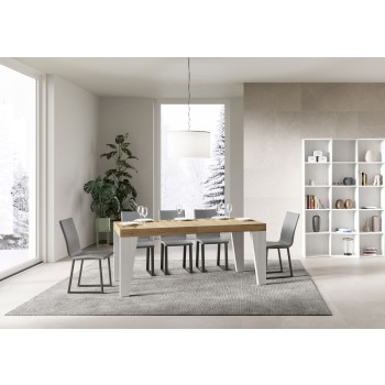 Naxy Mix Table - Extendable table 90x160/264 cm Naxy Mix White Ash top - Walnut legs