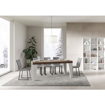 Naxy Mix Table - Extendable table 90x160/420 cm Naxy Mix White Ash top - Walnut legs