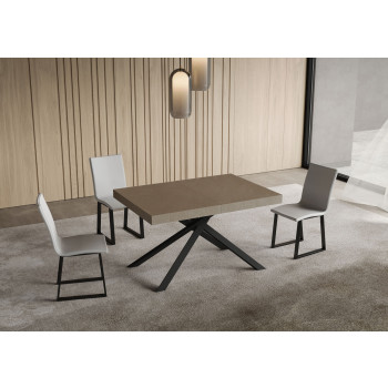 Niket table with anthracite legs and 2 extensions D.80 - Niket extendable table 80x120/204 cm, white ash, anthracite legs