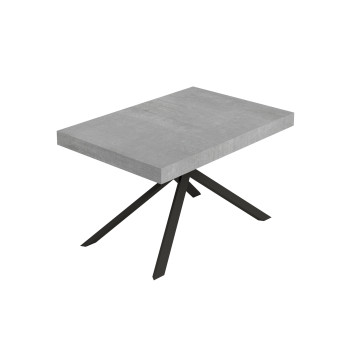 Niket table with anthracite legs and 2 extensions D.80 - Niket extendable table 80x120/204 cm, white ash, anthracite legs