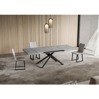 Niket table with anthracite legs and 2 extensions D.80 - Niket extendable table 80x140/224 cm with white ash wood and anthracite legs