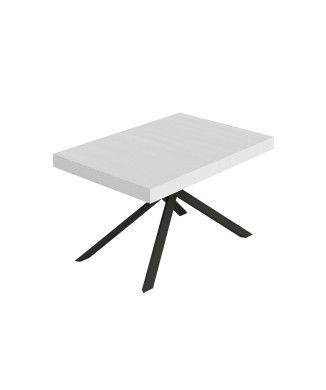 Niket table with anthracite legs and 2 extensions D.80 - Niket extendable table 80x140/224 cm with white ash wood and anthracite legs