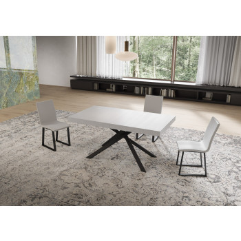 Niket table with anthracite legs and 2 extensions D.80 - Niket extendable table 80x160/244 cm, white ash, anthracite legs