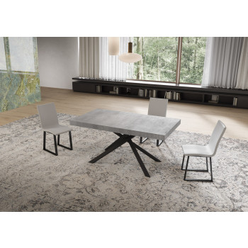 Niket table with anthracite legs and 2 extensions D.80 - Niket extendable table 80x160/244 cm, white ash, anthracite legs