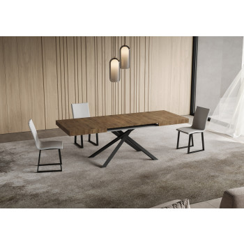 Niket table with anthracite legs D.90 - Extendable table 90x130/234 cm Niket white ash with anthracite legs