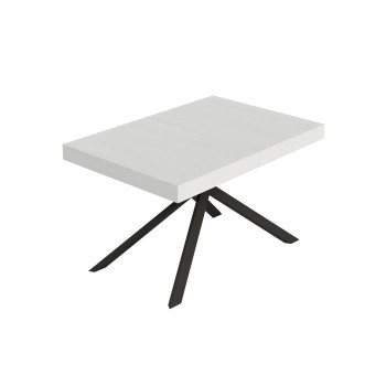 Niket table with anthracite legs D.90 - Niket extendable table 90x130/390 cm white ash with anthracite legs