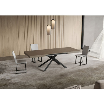 Niket table with anthracite legs D.90 - Extendable table 90x140/244 cm Niket white ash with anthracite legs