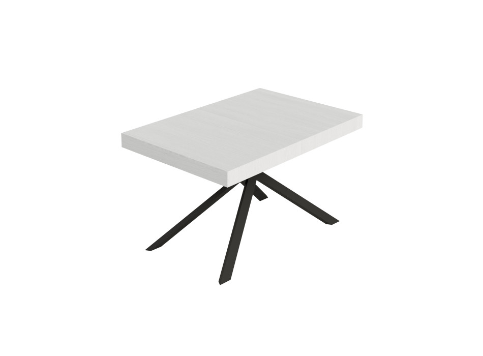 Niket table with anthracite legs D.90 - Extendable table 90x140/244 cm Niket white ash with anthracite legs