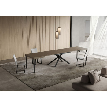 Niket table with anthracite legs D.90 - Niket extendable table 90x140/400 cm white ash with anthracite legs