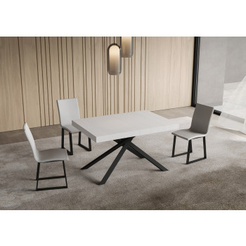 Niket table with anthracite legs D.90 - Niket extendable table 90x140/400 cm white ash with anthracite legs
