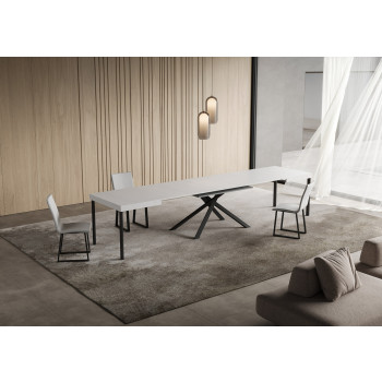 Niket table with anthracite legs D.90 - Niket extendable table 90x140/400 cm white ash with anthracite legs