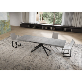 Niket table with anthracite legs D.90 - Niket extendable table 90x160/420 cm white ash with anthracite legs