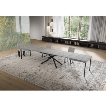 Niket table with anthracite legs D.90 - Niket extendable table 90x160/420 cm white ash with anthracite legs