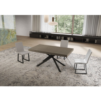 Niket table with anthracite legs D.90 - Niket extendable table 90x160/420 cm white ash with anthracite legs