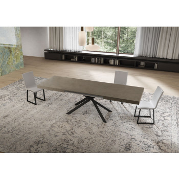 Niket table with anthracite legs D.90 - Niket extendable table 90x160/420 cm white ash with anthracite legs