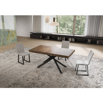 Niket table with anthracite legs D.90 - Niket extendable table 90x160/420 cm white ash with anthracite legs