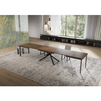 Niket table with anthracite legs D.90 - Niket extendable table 90x160/420 cm white ash with anthracite legs