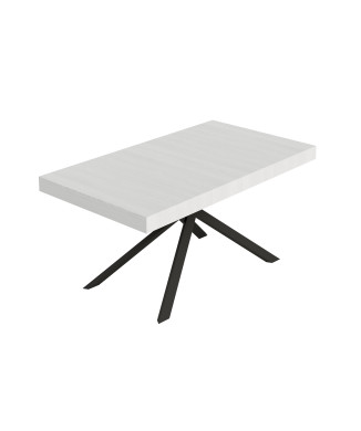 Niket table with anthracite legs D.90 - Niket extendable table 90x160/420 cm white ash with anthracite legs