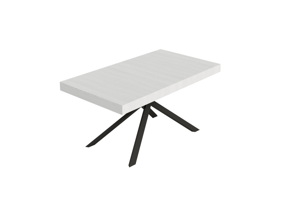Niket table with anthracite legs D.90 - Niket extendable table 90x160/420 cm white ash with anthracite legs