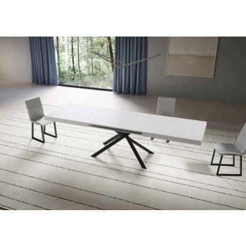 Niket table with anthracite legs D.90 - Niket extendable table 90x180/284 cm white ash with anthracite legs
