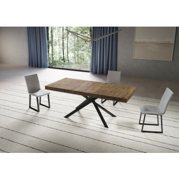 Niket table with anthracite legs D.90 - Niket extendable table 90x180/284 cm white ash with anthracite legs