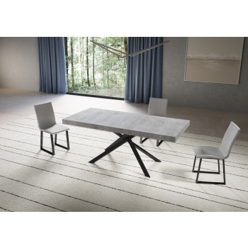 Niket table with anthracite legs D.90 - Niket extendable table 90x180/284 cm white ash with anthracite legs