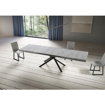 Niket table with anthracite legs D.90 - Niket extendable table 90x180/284 cm white ash with anthracite legs