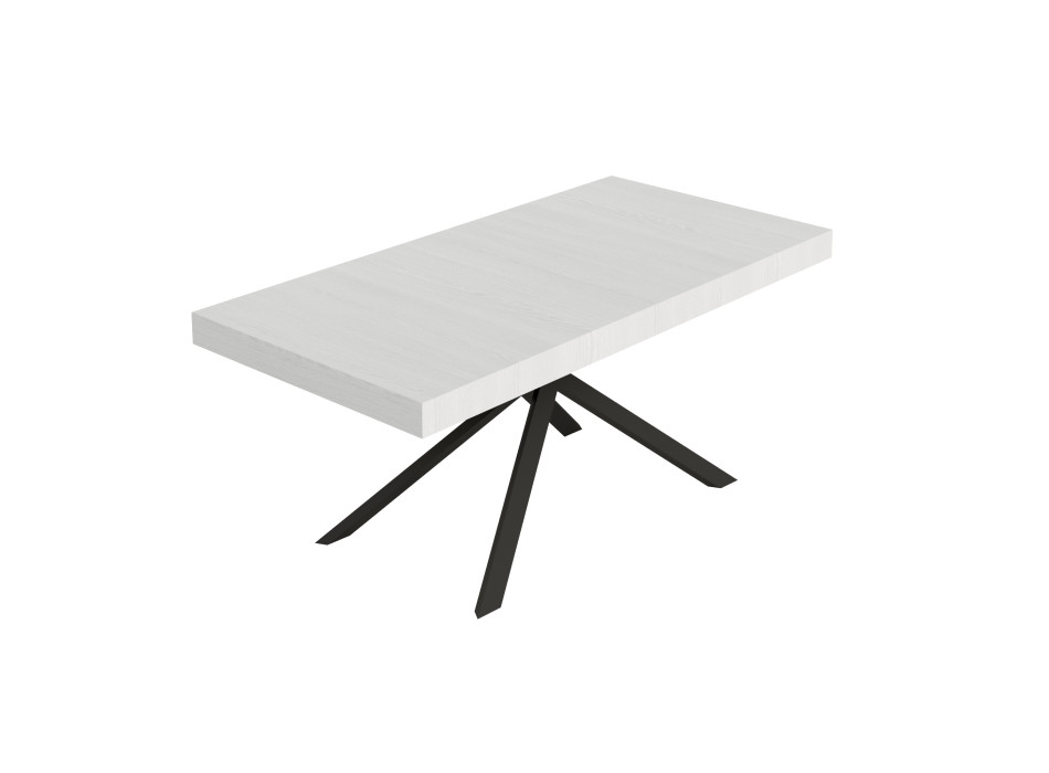Niket table with anthracite legs D.90 - Niket extendable table 90x180/284 cm white ash with anthracite legs