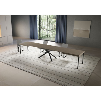 Niket table with anthracite legs D.90 - Niket extendable table 90x180/440 cm white ash with anthracite legs