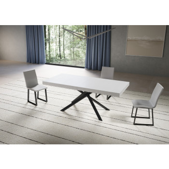 Niket table with anthracite legs D.90 - Niket extendable table 90x180/440 cm white ash with anthracite legs