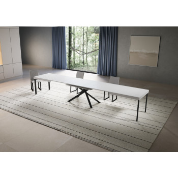Niket table with anthracite legs D.90 - Niket extendable table 90x180/440 cm white ash with anthracite legs