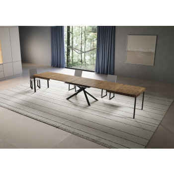 Niket table with anthracite legs D.90 - Niket extendable table 90x180/440 cm white ash with anthracite legs