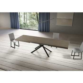 Niket table with anthracite legs D.90 - Niket extendable table 90x200/304 cm white ash with anthracite legs