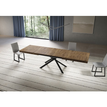 Niket table with anthracite legs D.90 - Niket extendable table 90x200/304 cm white ash with anthracite legs