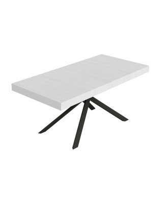 Niket table with anthracite legs D.90 - Niket extendable table 90x200/460 cm white ash with anthracite legs