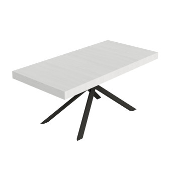 Niket table with anthracite legs D.90 - Niket extendable table 90x200/460 cm white ash with anthracite legs