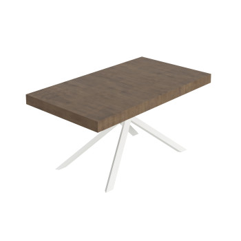 Niket table with white legs and 2 extensions, D.80 cm - Extendable table 80x160/244 cm Niket white ash with white legs