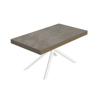 Niket table with white legs and 2 extensions, D.80 cm - Extendable table 80x160/244 cm Niket white ash with white legs