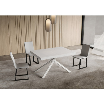 Niket Table with White Legs D.90 - Extendable Table 90x120/224 cm Niket White Ash with White Legs