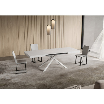 Niket Table with White Legs D.90 - Extendable Table 90x120/380 cm Niket White Ash with White Legs