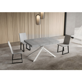 Niket Table with White Legs D.90 - Extendable Table 90x120/380 cm Niket White Ash with White Legs