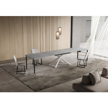 Niket Table with White Legs D.90 - Extendable Table 90x130/390 cm Niket White Ash with White Legs