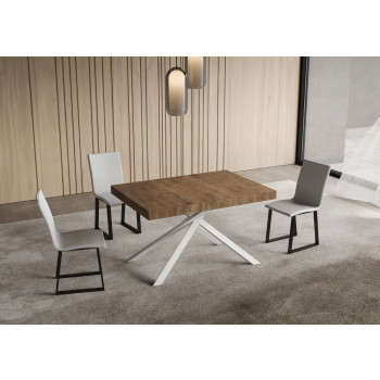 Niket Table with White Legs D.90 - Extendable Table 90x130/390 cm Niket White Ash with White Legs