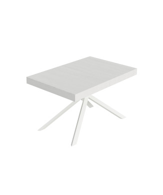 Niket Table with White Legs D.90 - Extendable Table 90x130/390 cm Niket White Ash with White Legs