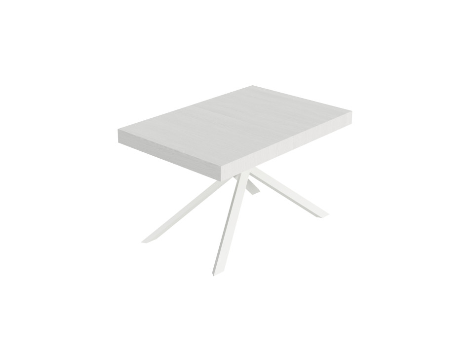 Niket Table with White Legs D.90 - Extendable Table 90x130/390 cm Niket White Ash with White Legs
