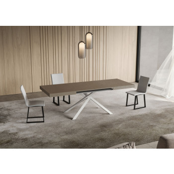 Niket Table with White Legs D.90 - Extendable Table 90x140/400 cm Niket White Ash with White Legs