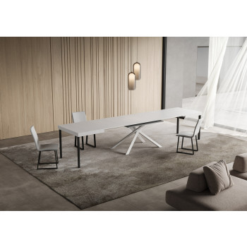 Niket Table with White Legs D.90 - Extendable Table 90x140/400 cm Niket White Ash with White Legs